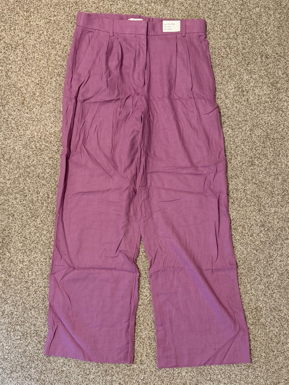 Abercrombie & Fitch Dusty Mauve Wide-Leg Linen Blend Pants